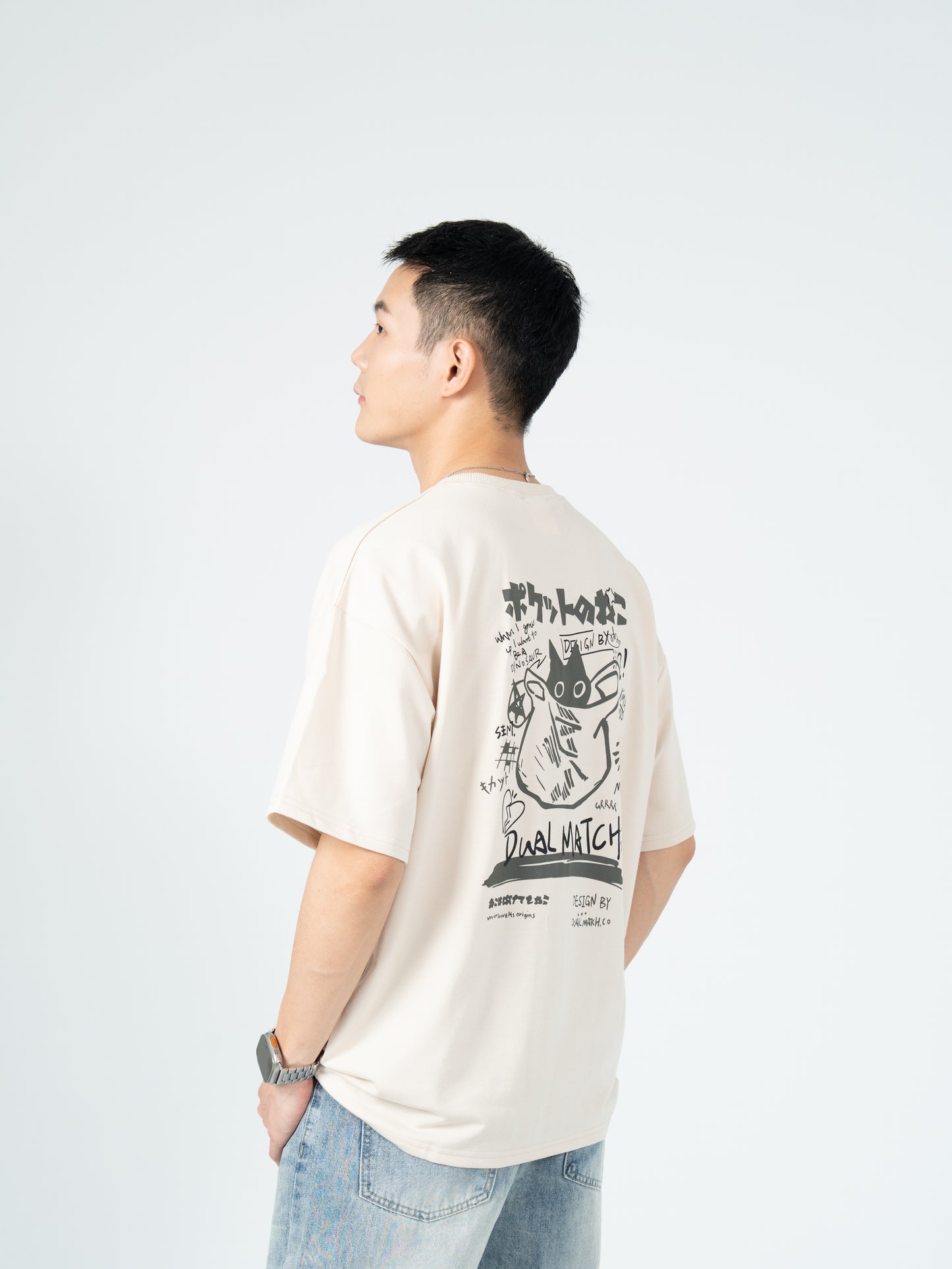 日系 貓咪 LOGO 短袖 T恤