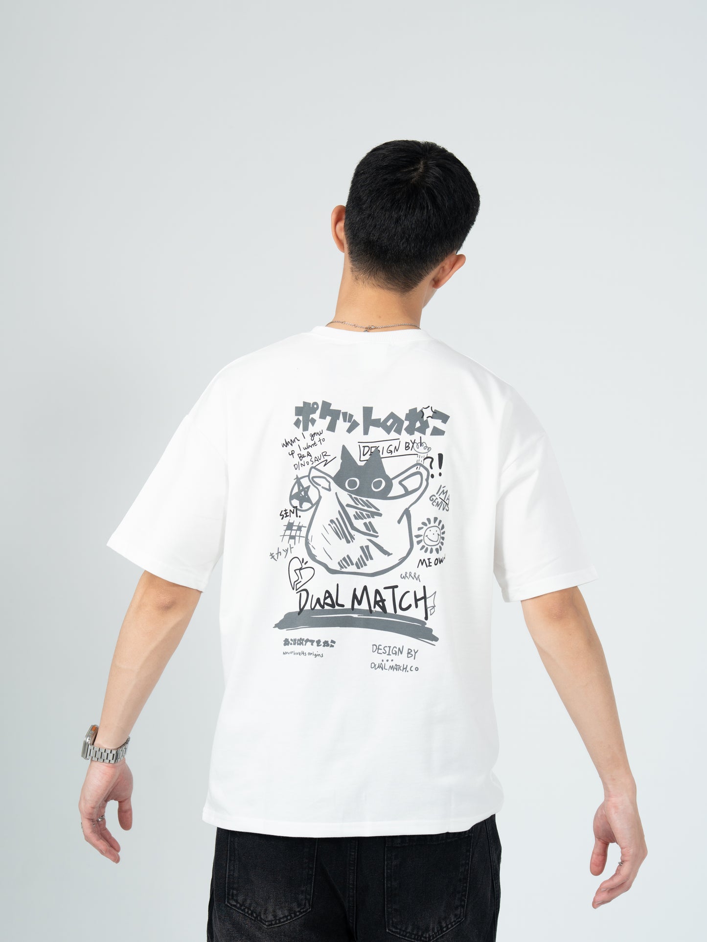 日系 貓咪 LOGO 短袖 T恤