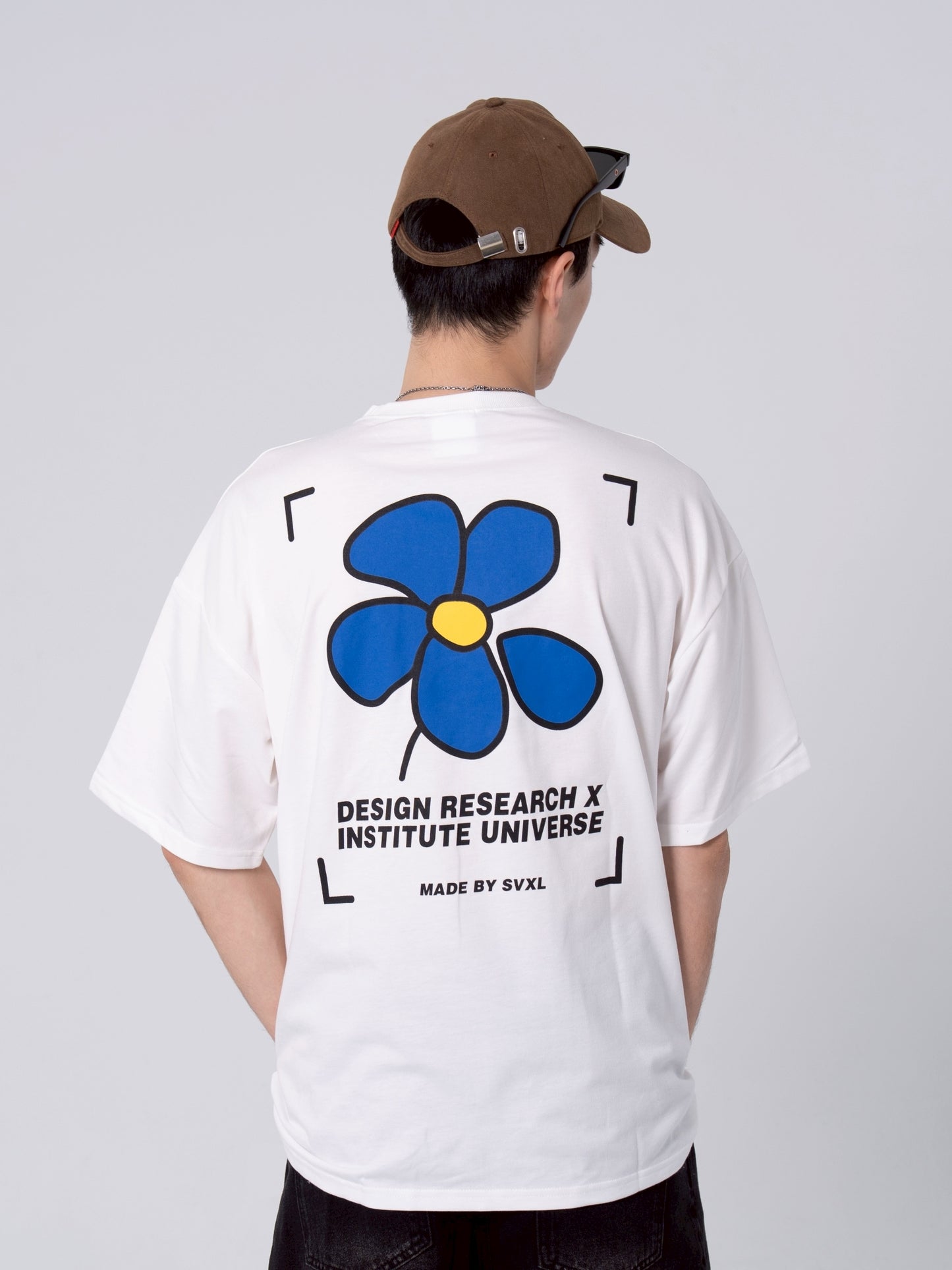 藍色花朵電繡短t