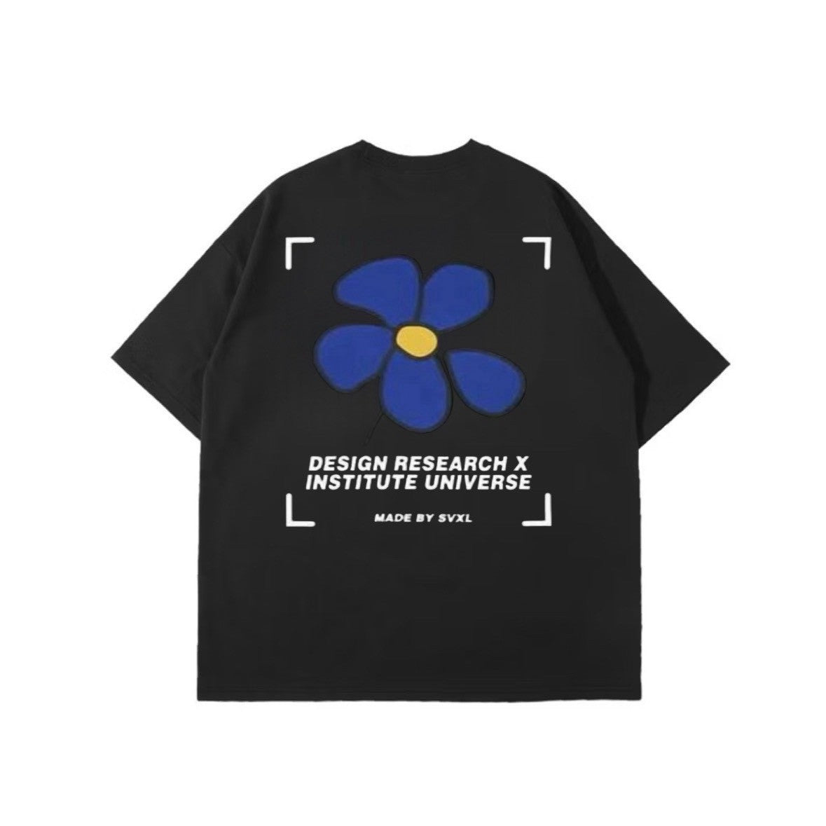 藍色花朵電繡短t