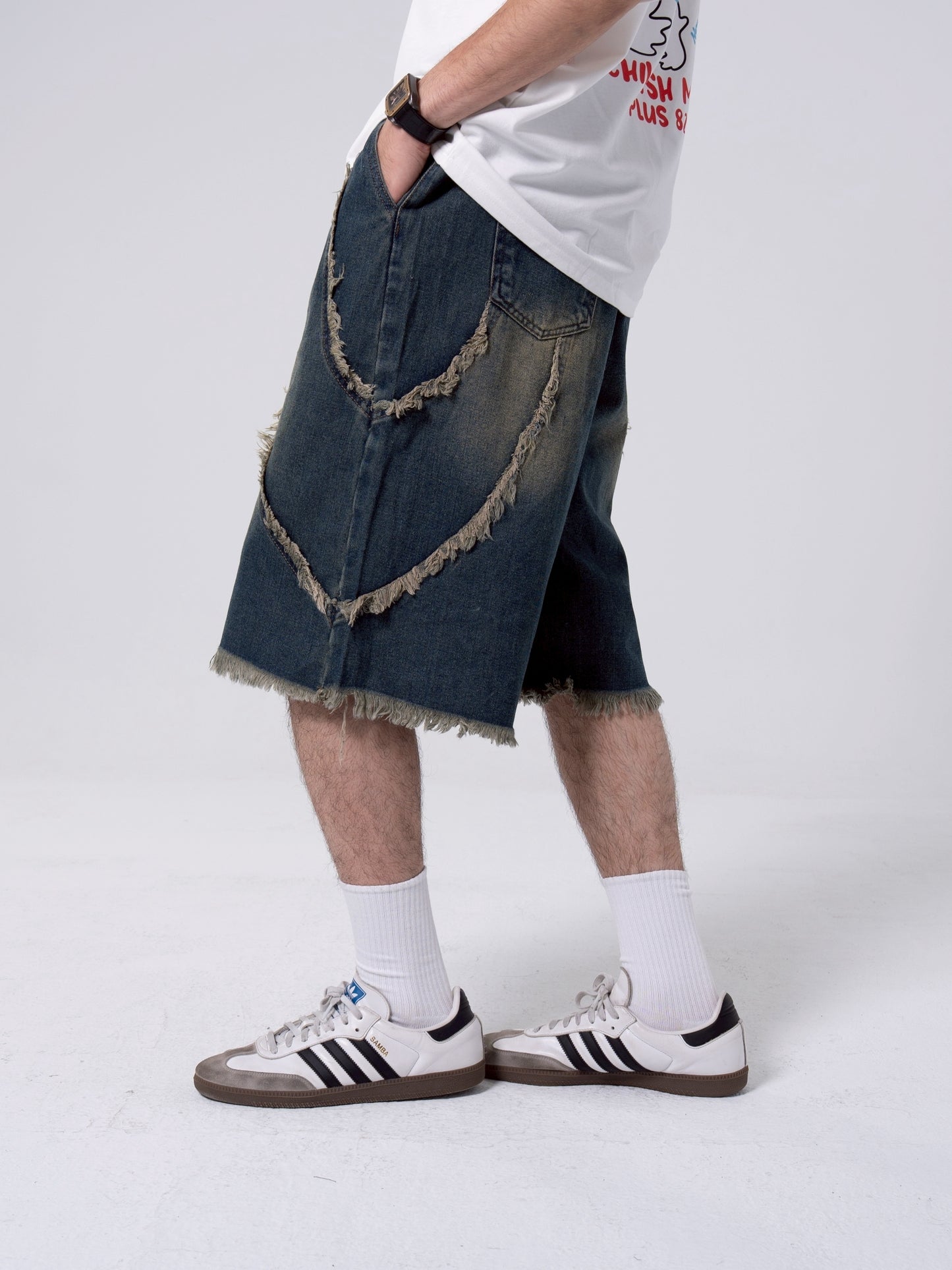 毛邊七分牛仔褲